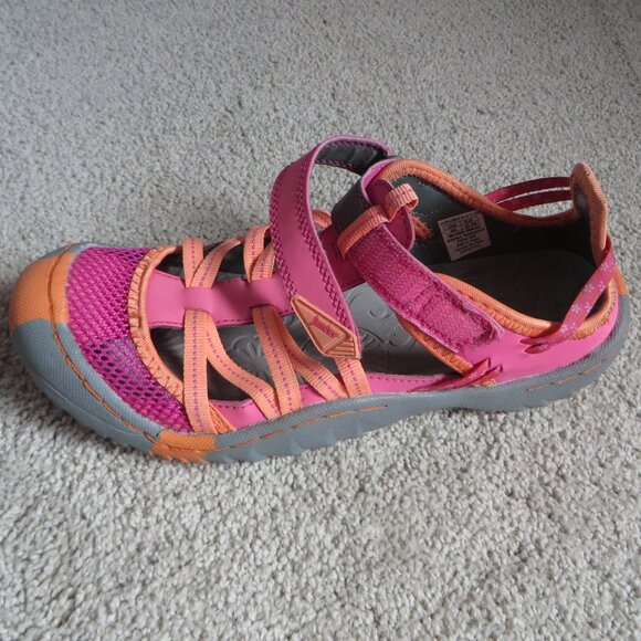 Jambu Youth Girls Water Sandals Size 4 Velcro Pink/Fuchsia/Coral/Gray Mary Jane - Picture 9 of 11